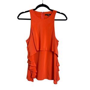 Tibi Tank Top Womens 6 Silk Sleeveless Ruffle Hem Blouse Lightweight Summer